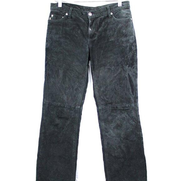 SCOTTS Washable Suede Women's Straight Leg Leather Pants Black Size M - Picture 1 of 6